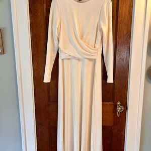 Halogen Ivory Long Sleeve Draped Waist Maxi Dress